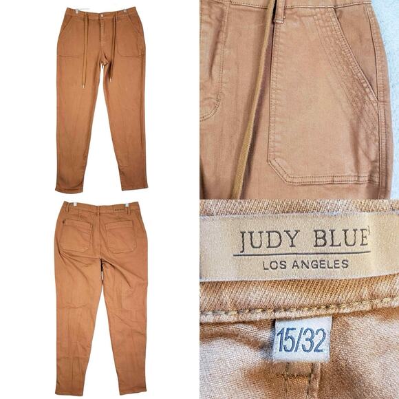 Judy Blue Pants Jogger Women's Size 15/32 High Rise Stretch Camel Canvas - Picture 1 of 12